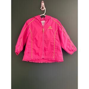 VTG Y2K Toddler Girl's Osh Kosh Raincoat Windbreaker 4T Zip Up Pink Green VGUC